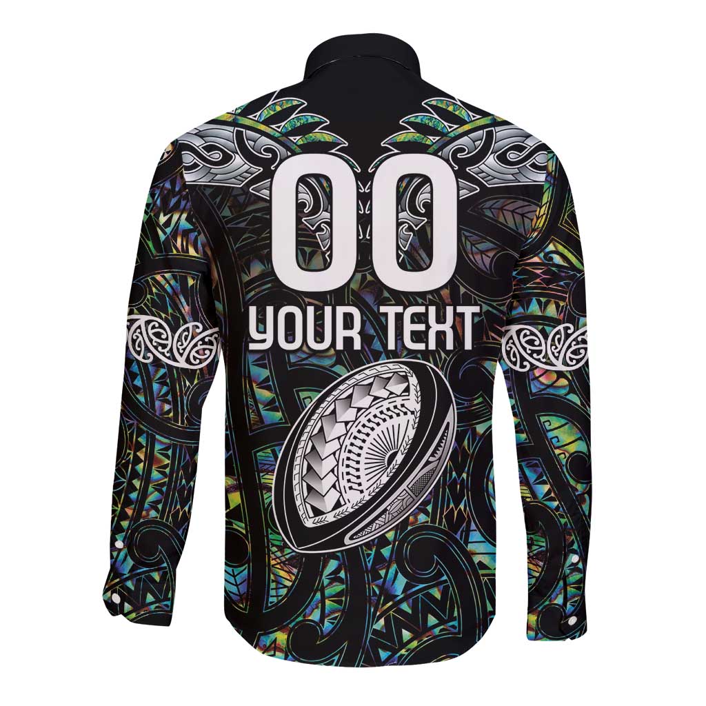 Custom New Zealand Long Sleeve Button Shirt Maori Rugby Tattoo Papua Shell - Vibe Hoodie Shop