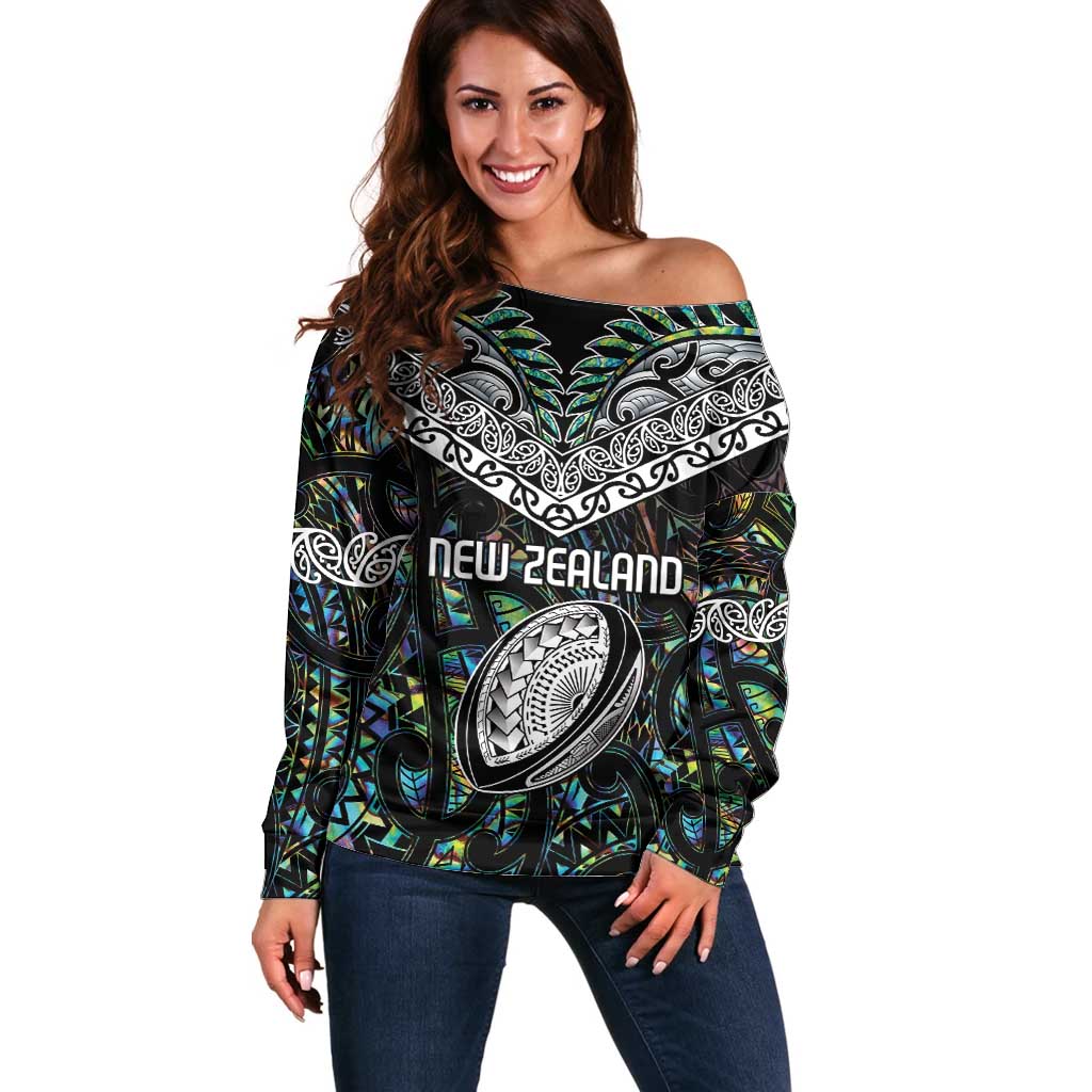 Custom New Zealand Off Shoulder Sweater Maori Rugby Tattoo Papua Shell - Vibe Hoodie Shop