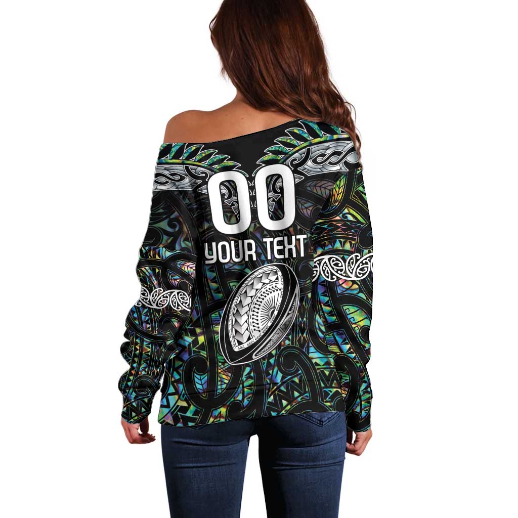 Custom New Zealand Off Shoulder Sweater Maori Rugby Tattoo Papua Shell - Vibe Hoodie Shop