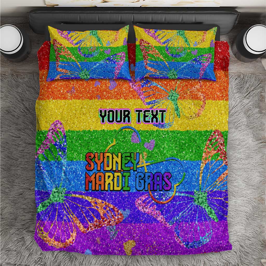 Sydney Mardi Gras Personalized Bedding Set Pride Rainbow Glitter Colorful Style - Vibe Hoodie Shop