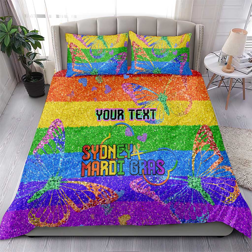 Sydney Mardi Gras Personalized Bedding Set Pride Rainbow Glitter Colorful Style - Vibe Hoodie Shop