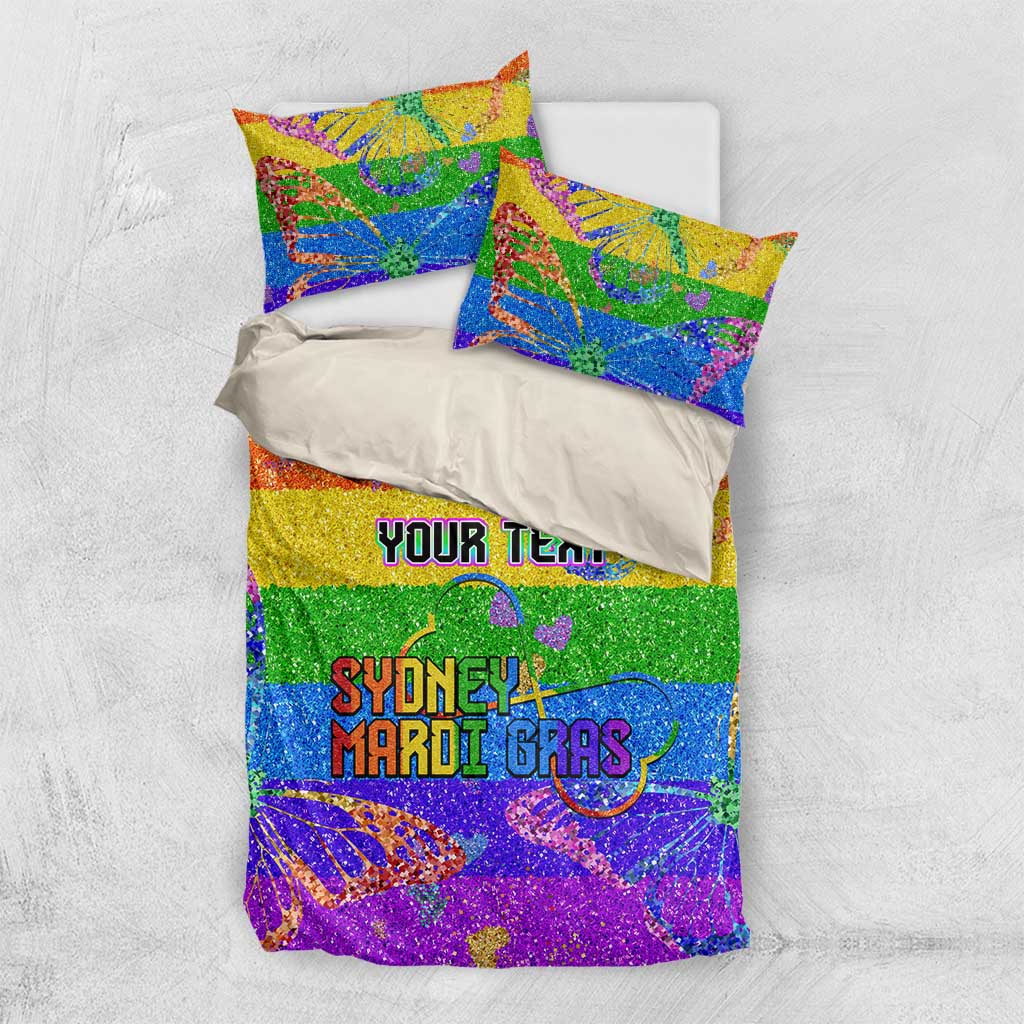 Sydney Mardi Gras Personalized Bedding Set Pride Rainbow Glitter Colorful Style - Vibe Hoodie Shop