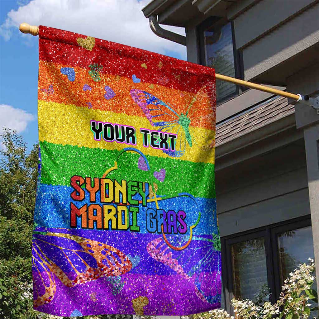 Sydney Mardi Gras Personalized Garden Flag Pride Rainbow Glitter Colorful Style - Vibe Hoodie Shop