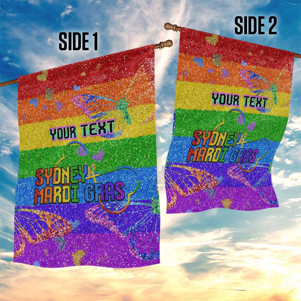Sydney Mardi Gras Personalized Garden Flag Pride Rainbow Glitter Colorful Style - Vibe Hoodie Shop