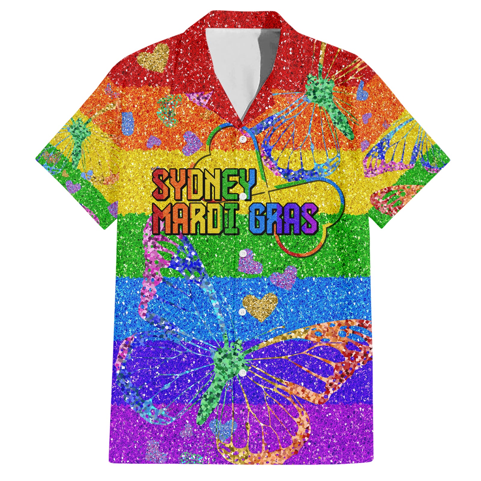 Sydney Mardi Gras Hawaiian Shirt Pride Rainbow Glitter Colorful Style - Vibe Hoodie Shop