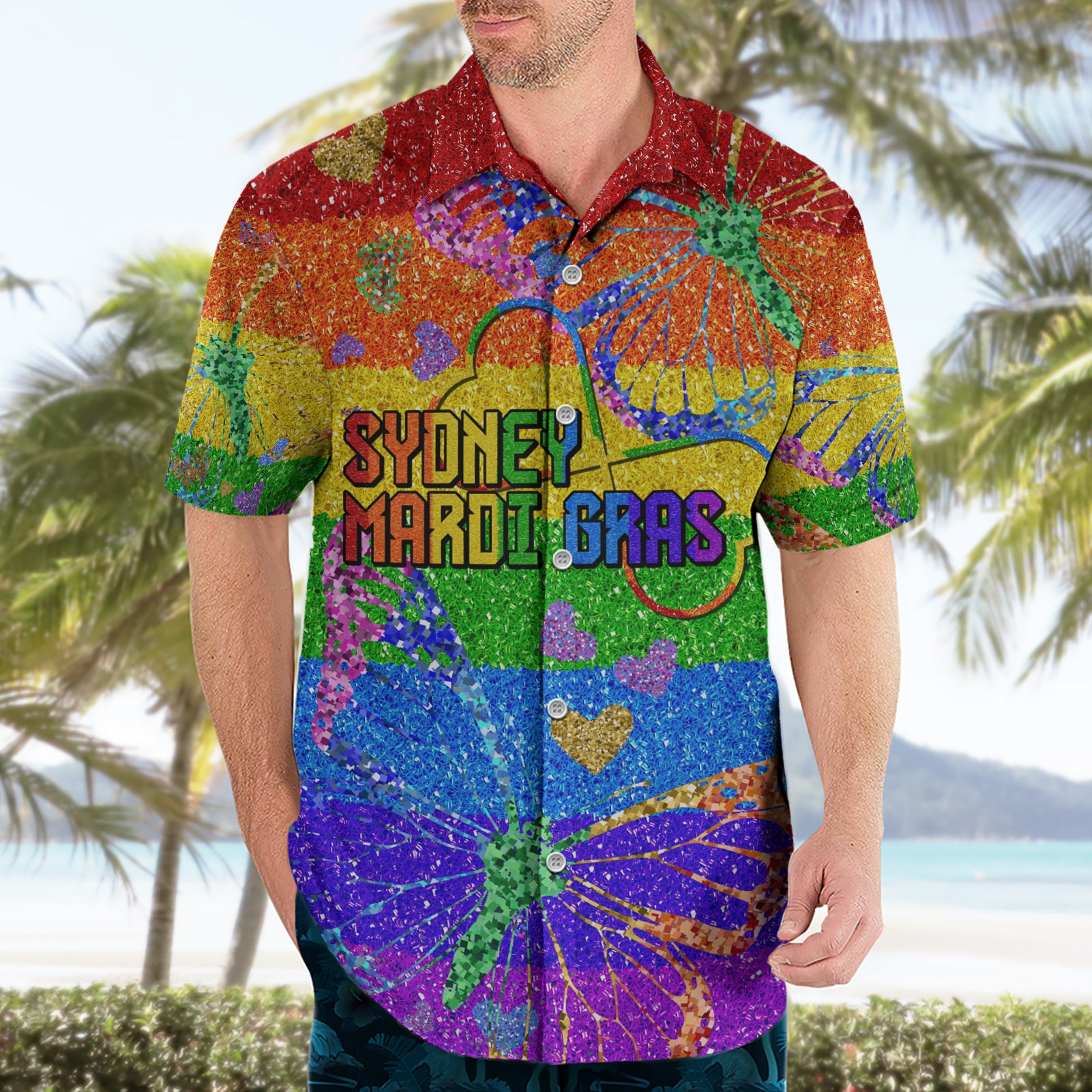 Sydney Mardi Gras Hawaiian Shirt Pride Rainbow Glitter Colorful Style - Vibe Hoodie Shop