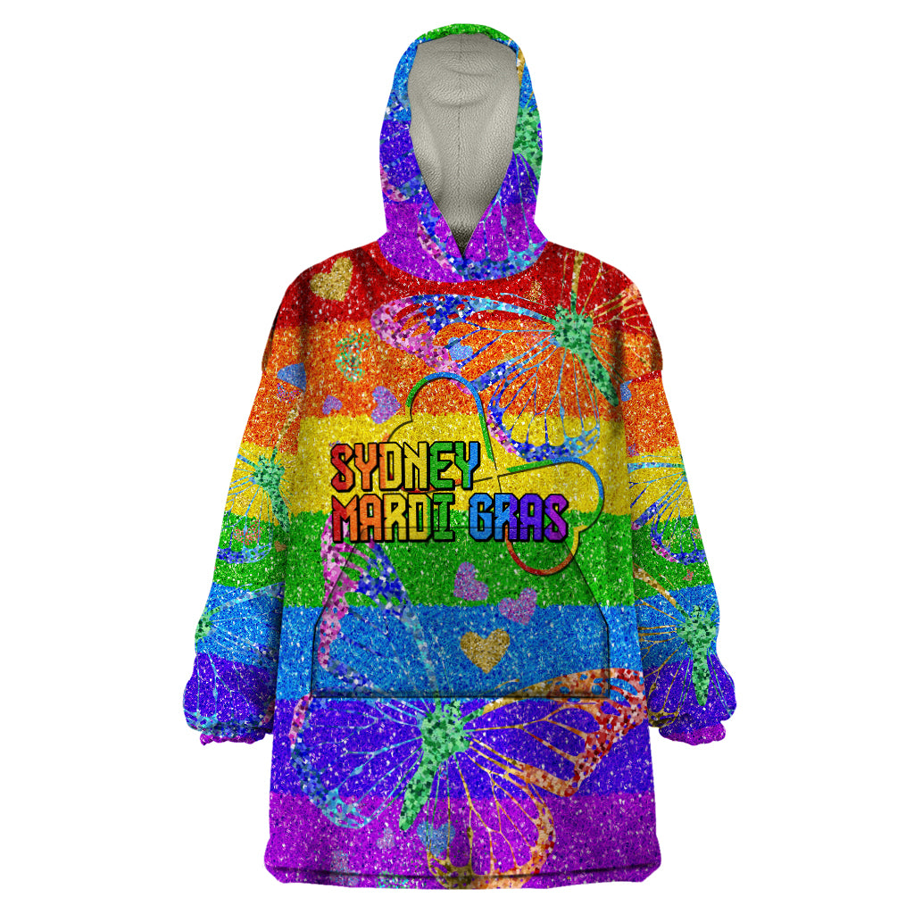 Sydney Mardi Gras Wearable Blanket Hoodie Pride Rainbow Glitter Colorful Style - Vibe Hoodie Shop