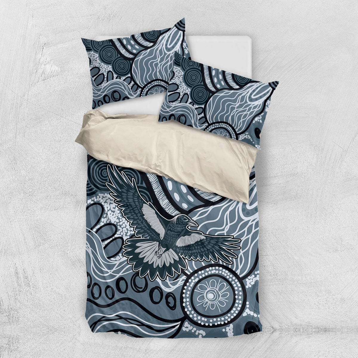 Magpies Aboriginal Art Bedding Set - Vibe Hoodie Shop