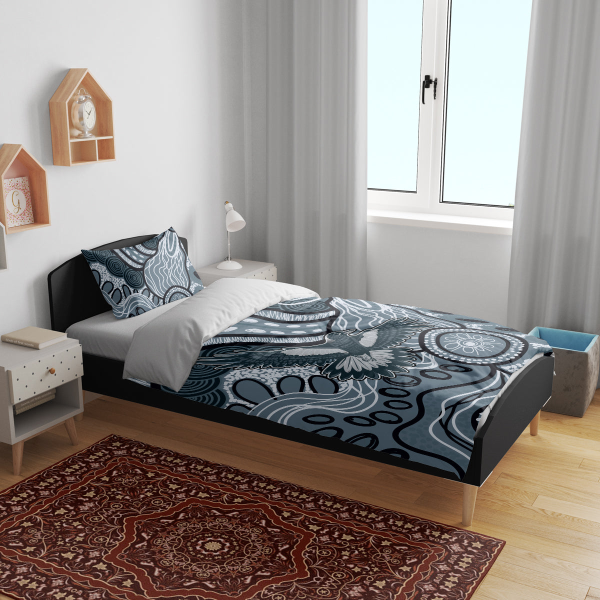 Magpies Aboriginal Art Bedding Set - Vibe Hoodie Shop