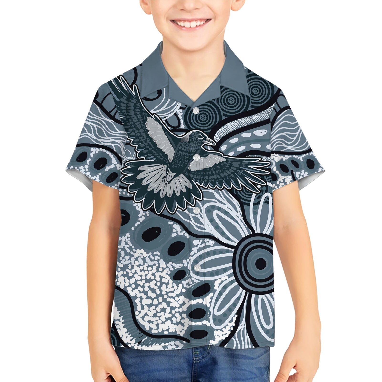 Magpies Aboriginal Art Hawaiian Shirt - Vibe Hoodie Shop