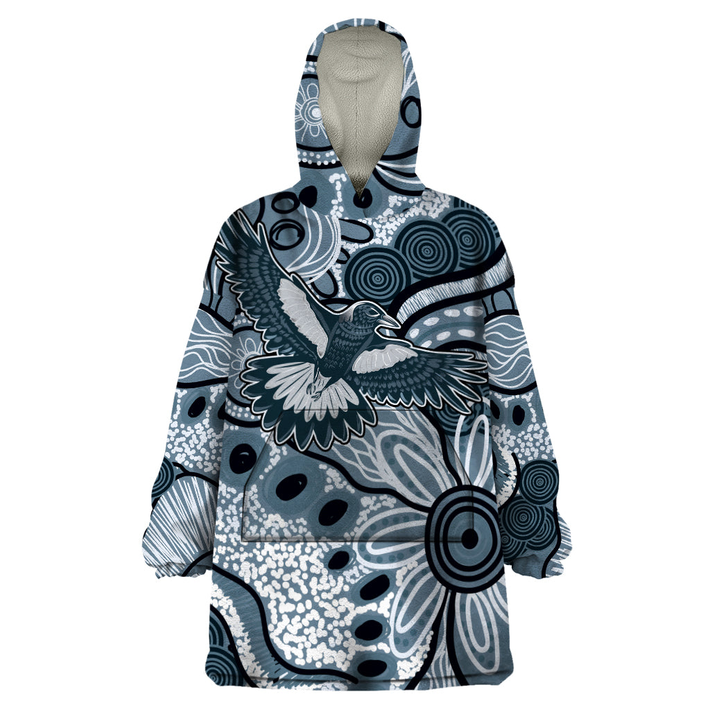 Magpies Aboriginal Art Wearable Blanket Hoodie - Vibe Hoodie Shop