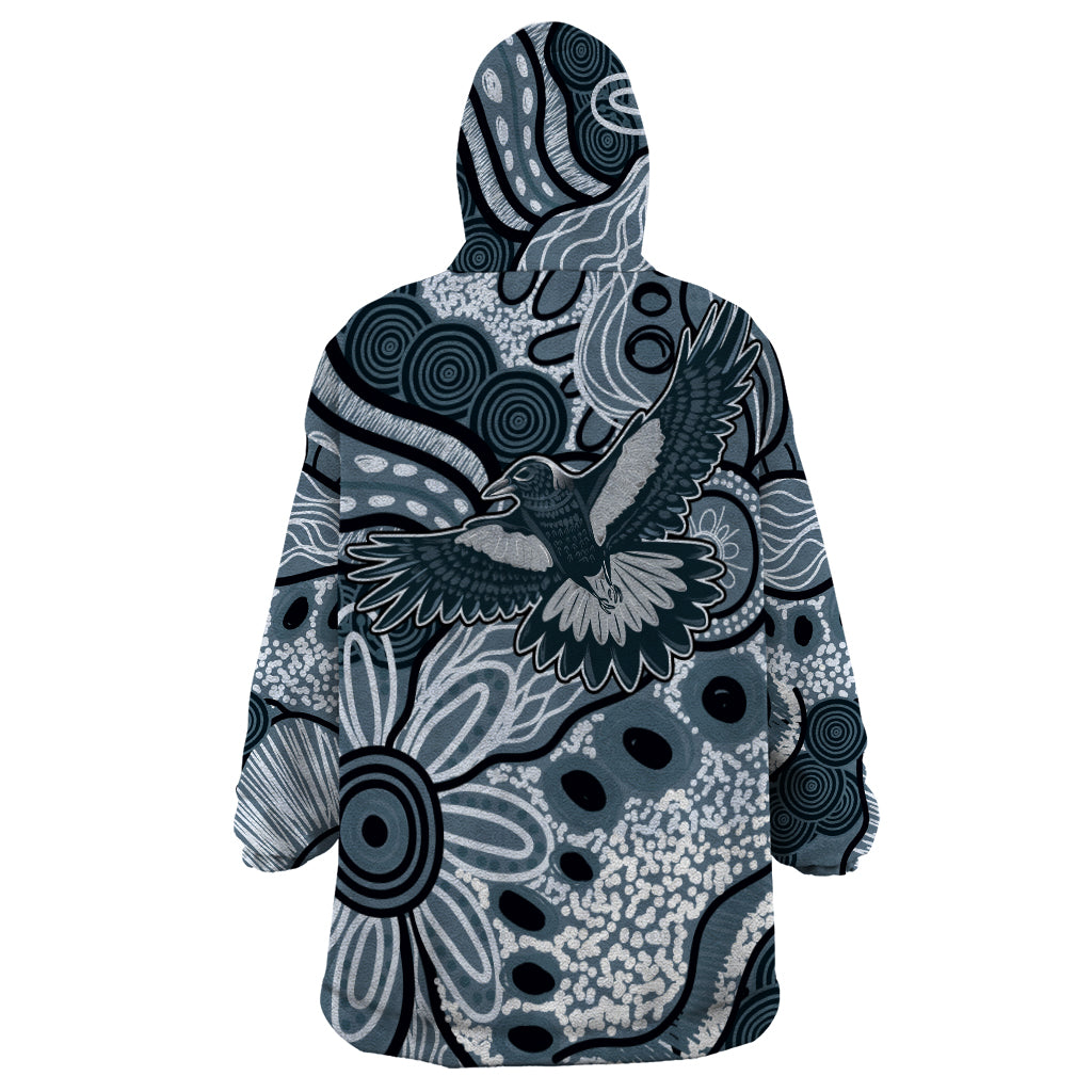 Magpies Aboriginal Art Wearable Blanket Hoodie - Vibe Hoodie Shop