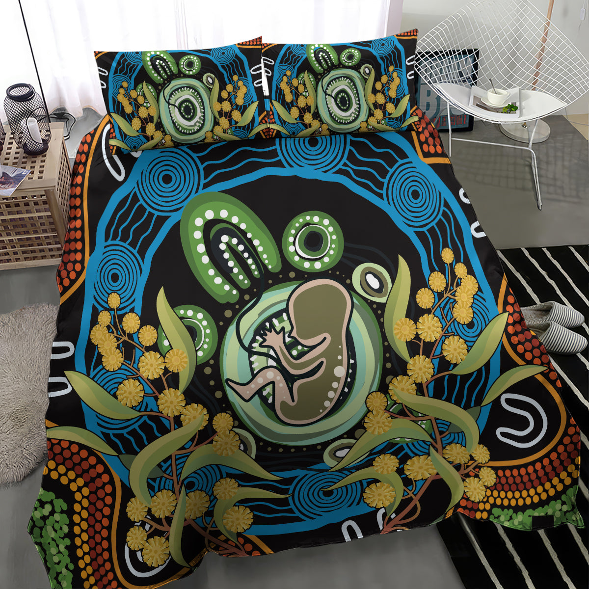 Baby in the Womb Bedding Set Aboriginal Art Style - Vibe Hoodie Shop