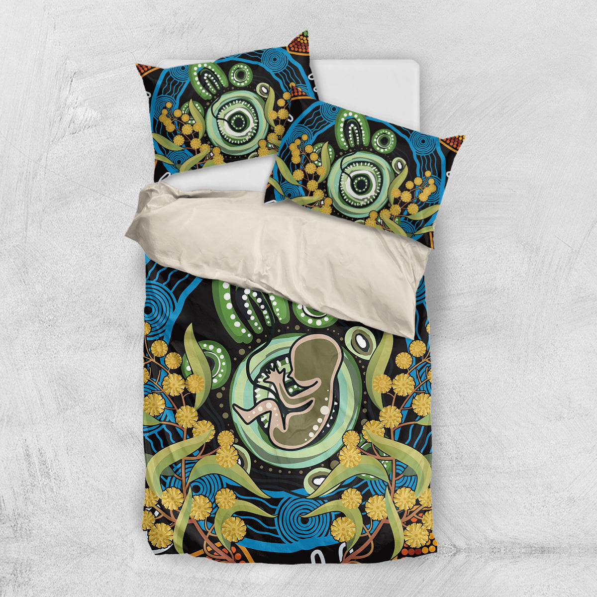 Baby in the Womb Bedding Set Aboriginal Art Style - Vibe Hoodie Shop