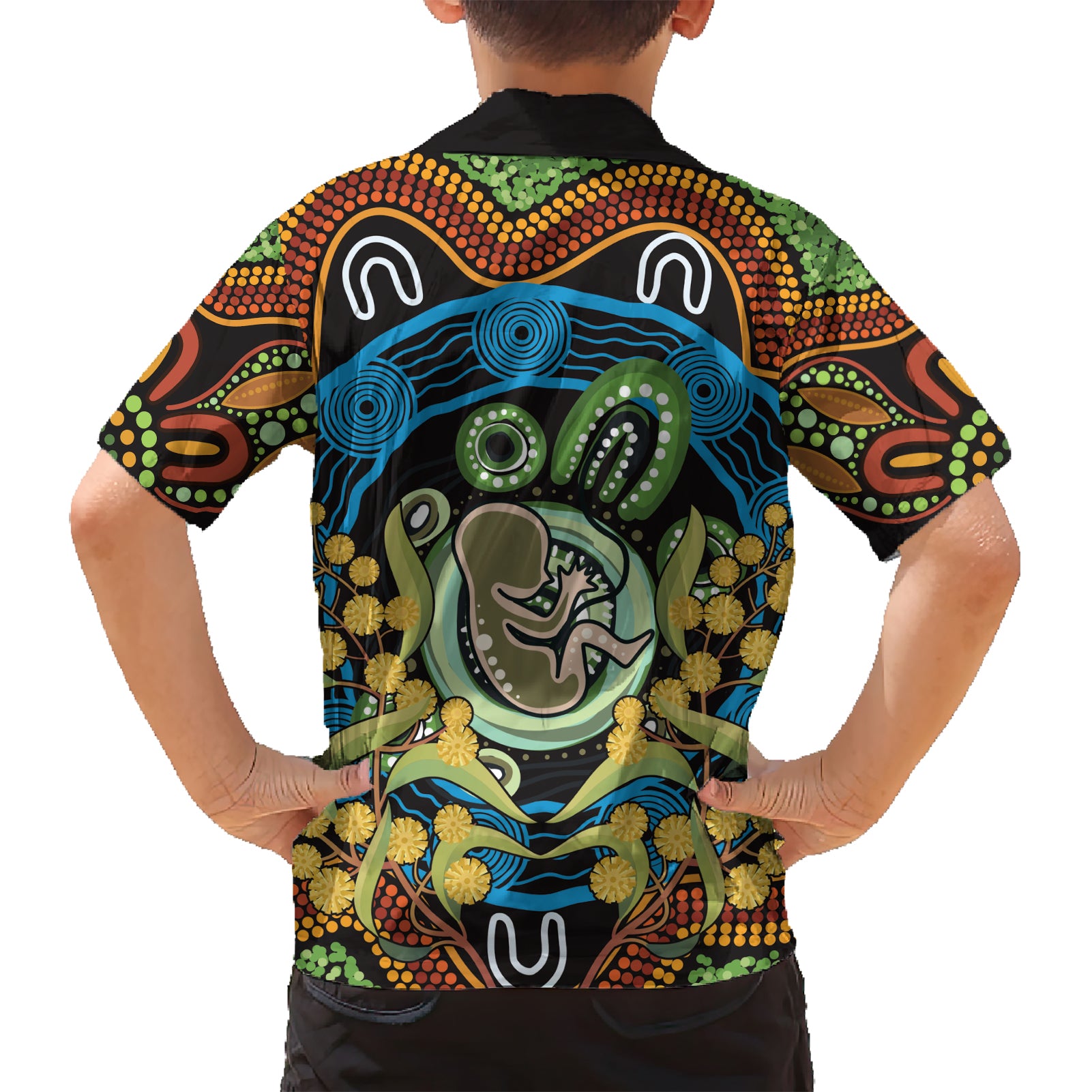 Baby in the Womb Hawaiian Shirt Aboriginal Art Style - Vibe Hoodie Shop