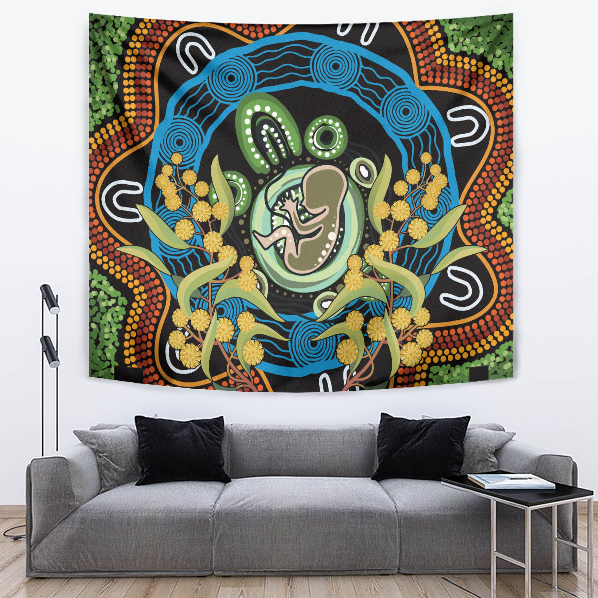 Baby in the Womb Tapestry Aboriginal Art Style - Vibe Hoodie Shop