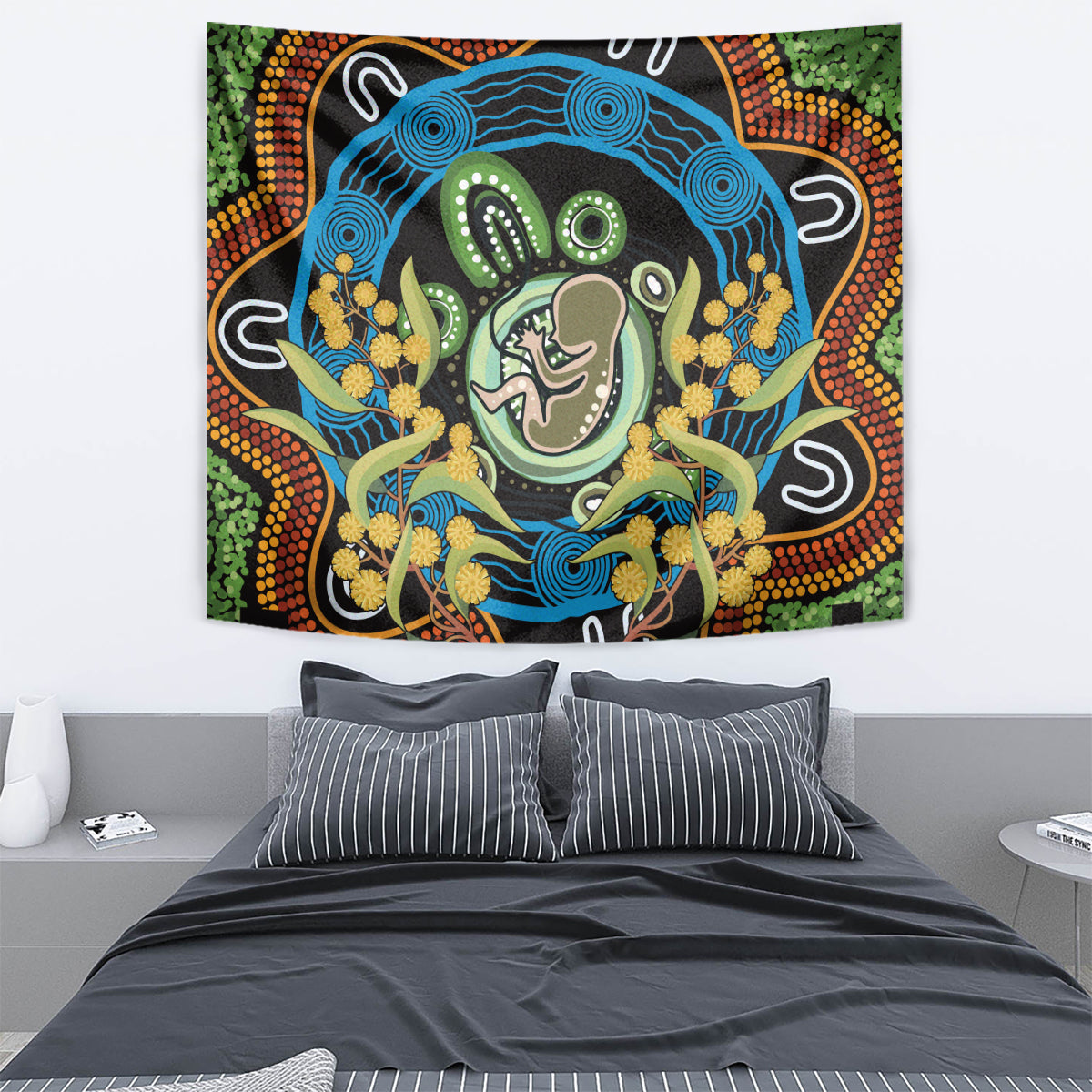 Baby in the Womb Tapestry Aboriginal Art Style - Vibe Hoodie Shop