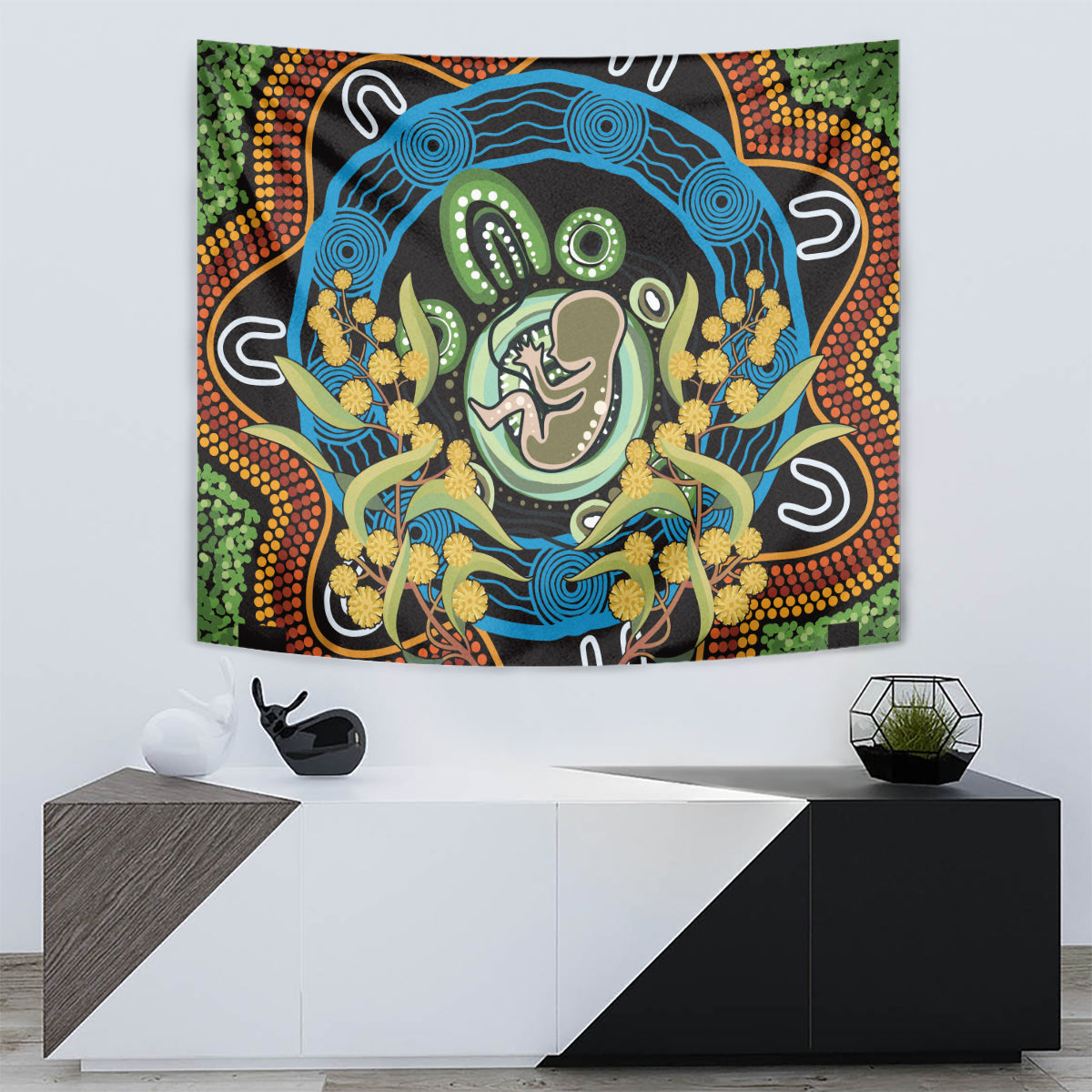 Baby in the Womb Tapestry Aboriginal Art Style - Vibe Hoodie Shop