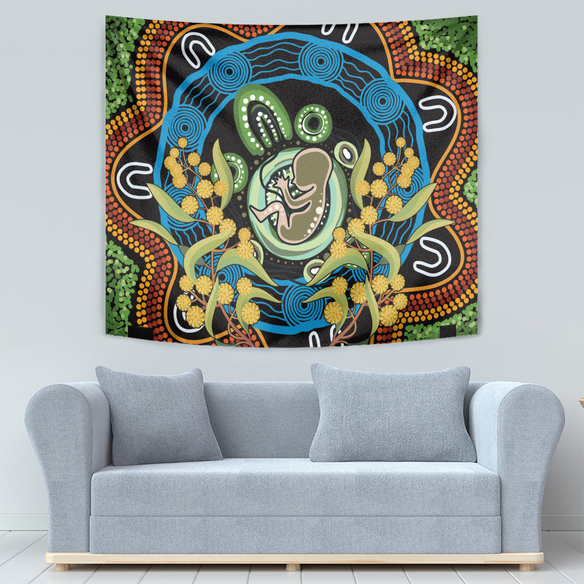 Baby in the Womb Tapestry Aboriginal Art Style - Vibe Hoodie Shop