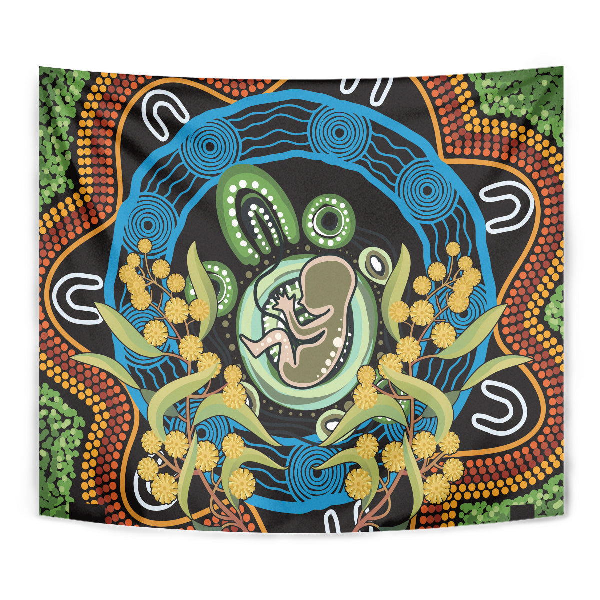 Baby in the Womb Tapestry Aboriginal Art Style - Vibe Hoodie Shop