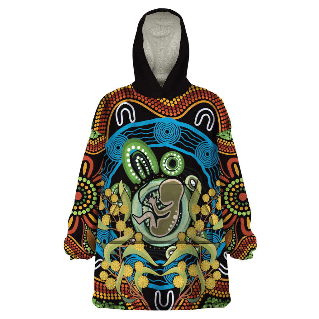 Baby in the Womb Wearable Blanket Hoodie Aboriginal Art Style - Vibe Hoodie Shop