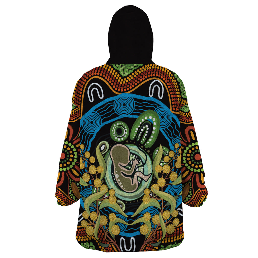 Baby in the Womb Wearable Blanket Hoodie Aboriginal Art Style - Vibe Hoodie Shop