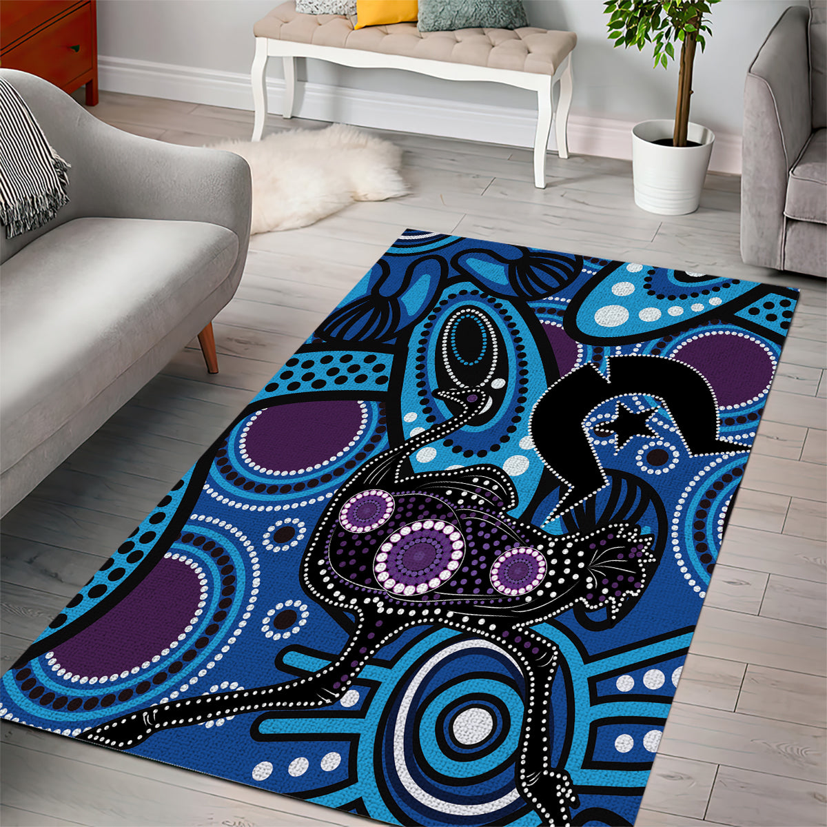 Emu NAIDOC 2024 Area Rug Aboriginal Art Style - Vibe Hoodie Shop