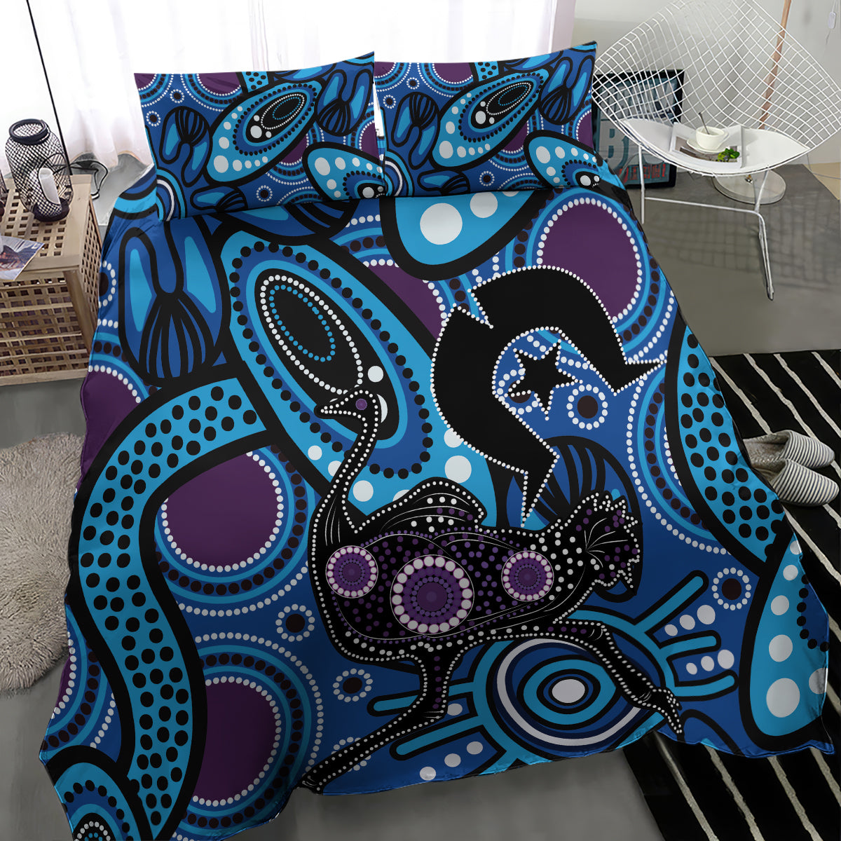 Emu NAIDOC 2024 Bedding Set Aboriginal Art Style - Vibe Hoodie Shop