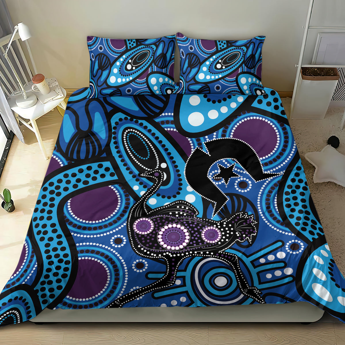 Emu NAIDOC 2024 Bedding Set Aboriginal Art Style - Vibe Hoodie Shop