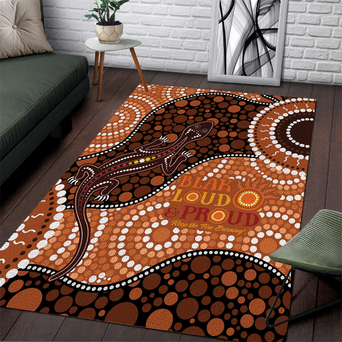 Lizard NAIDOC 2024 Area Rug Aboriginal Art Style - Vibe Hoodie Shop