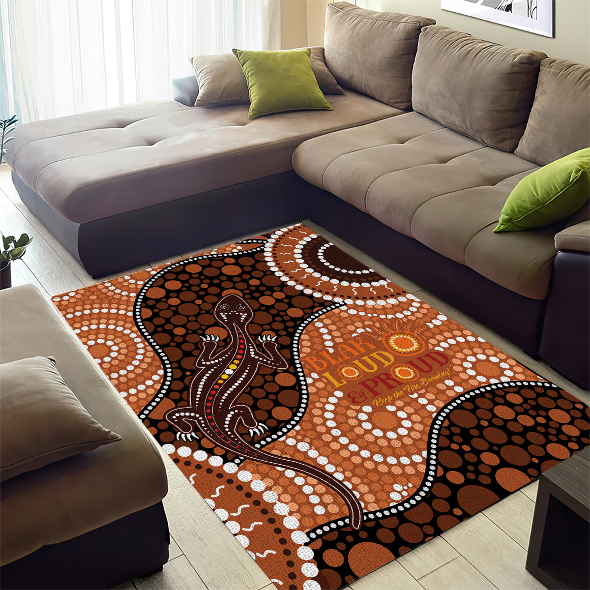 Lizard NAIDOC 2024 Area Rug Aboriginal Art Style - Vibe Hoodie Shop