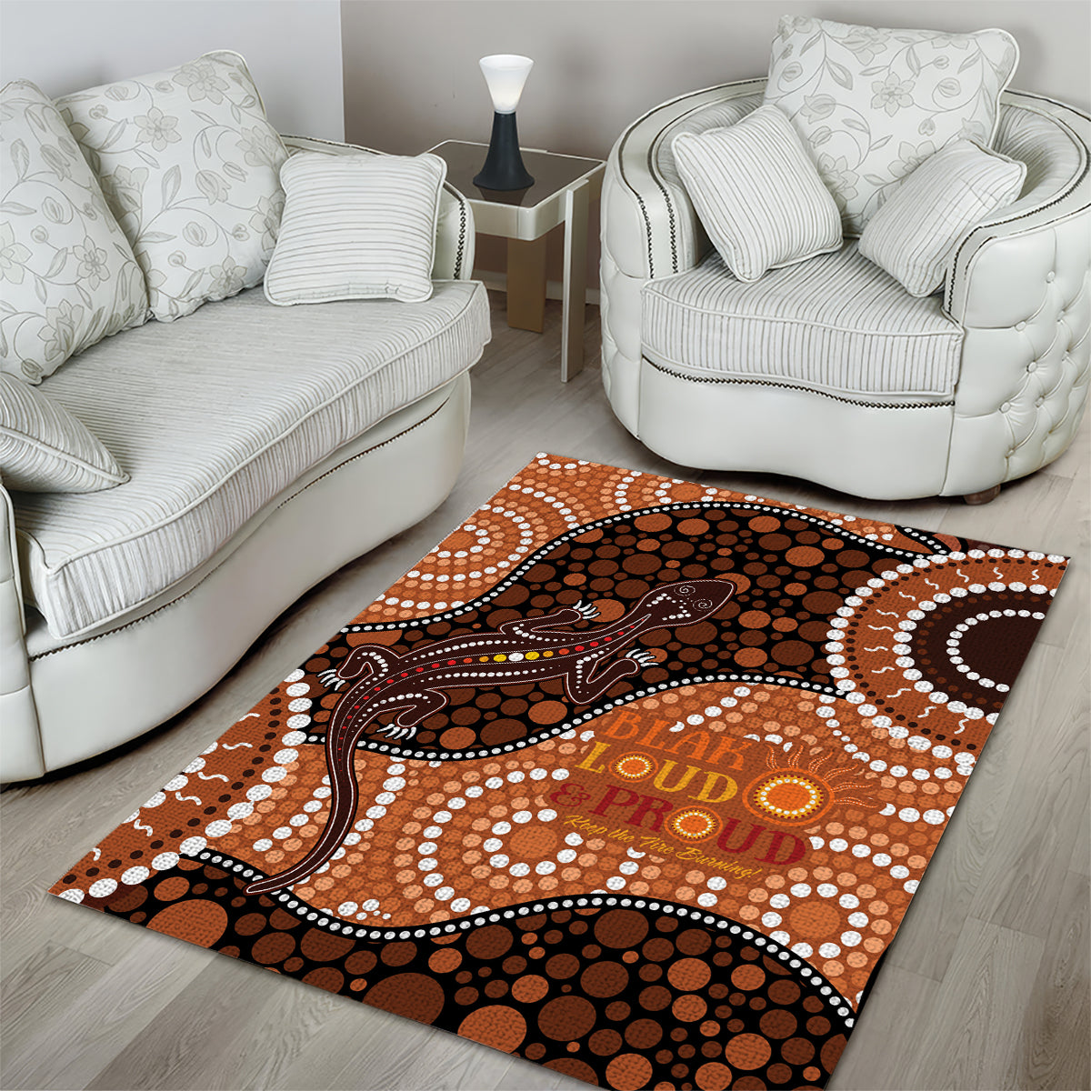 Lizard NAIDOC 2024 Area Rug Aboriginal Art Style - Vibe Hoodie Shop