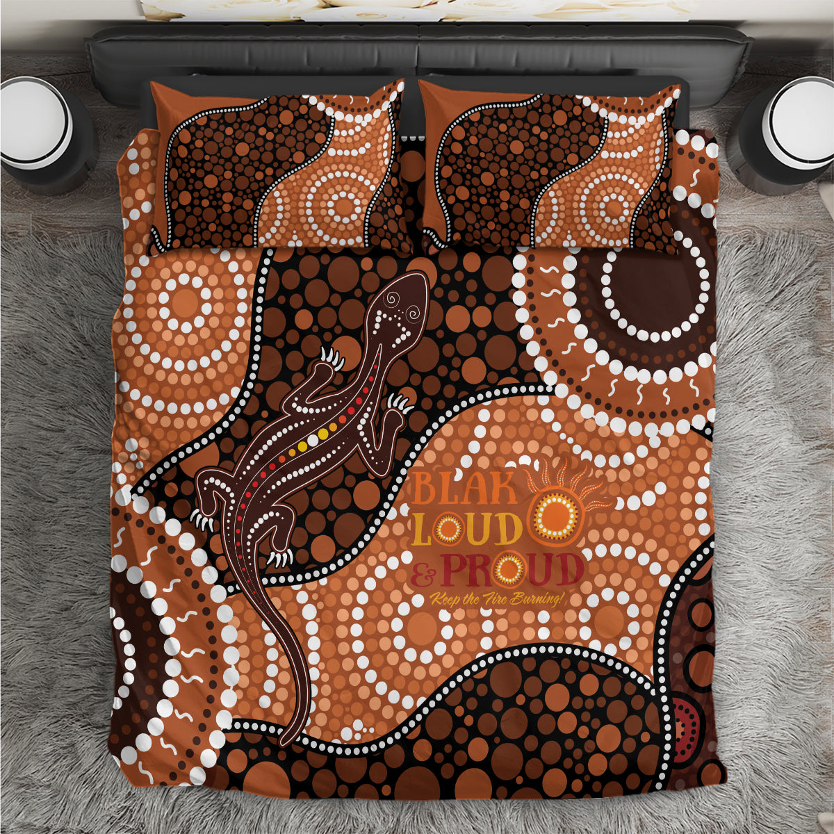 Lizard NAIDOC 2024 Bedding Set Aboriginal Art Style - Vibe Hoodie Shop