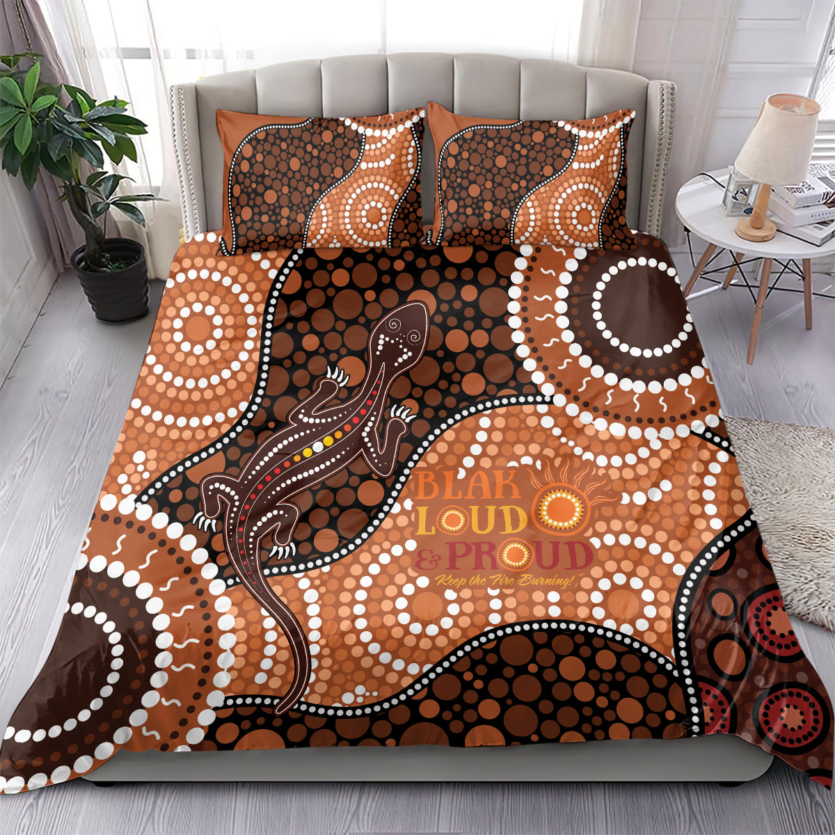 Lizard NAIDOC 2024 Bedding Set Aboriginal Art Style - Vibe Hoodie Shop