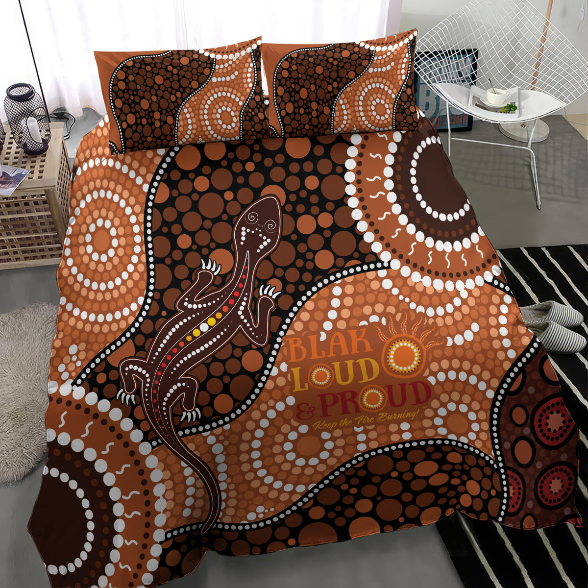 Lizard NAIDOC 2024 Bedding Set Aboriginal Art Style - Vibe Hoodie Shop