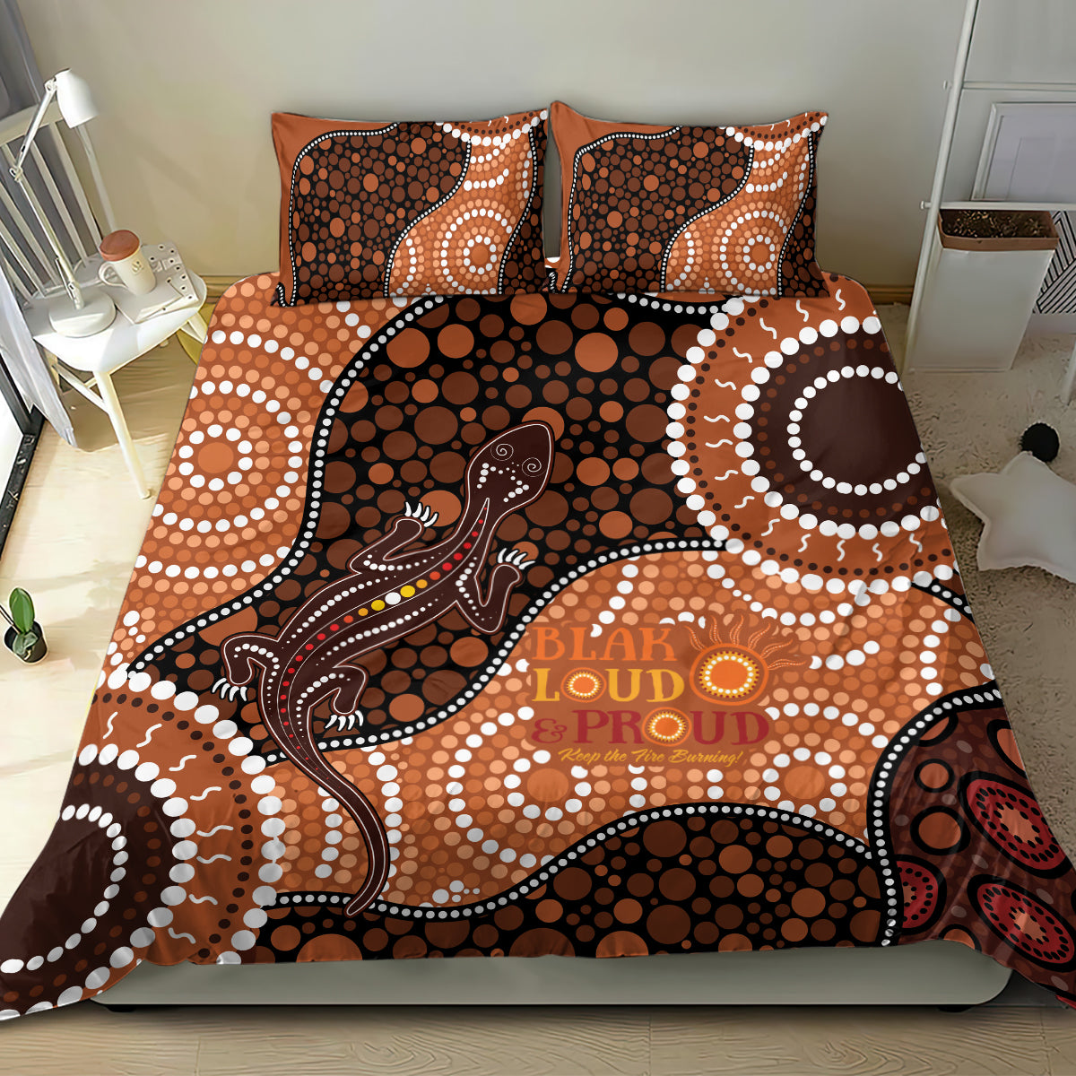 Lizard NAIDOC 2024 Bedding Set Aboriginal Art Style - Vibe Hoodie Shop