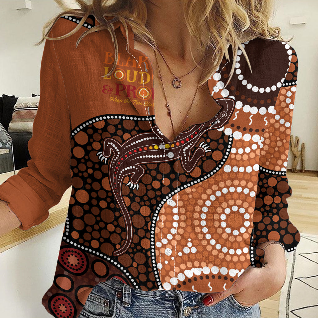 Lizard NAIDOC 2024 Women Casual Shirt Aboriginal Art Style - Vibe Hoodie Shop