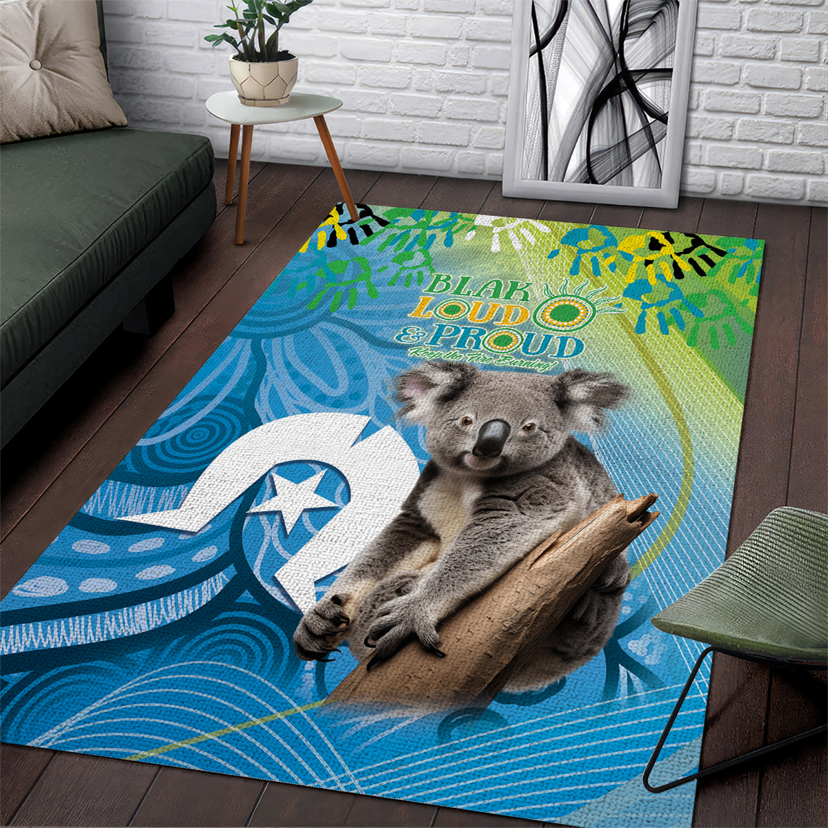 Vivid Minimal Koala NAIDOC 2024 Area Rug Aboriginal Art Style - Vibe Hoodie Shop