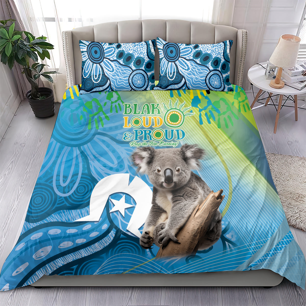 Vivid Minimal Koala NAIDOC 2024 Bedding Set Aboriginal Art Style - Vibe Hoodie Shop