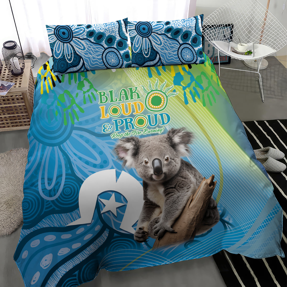 Vivid Minimal Koala NAIDOC 2024 Bedding Set Aboriginal Art Style - Vibe Hoodie Shop