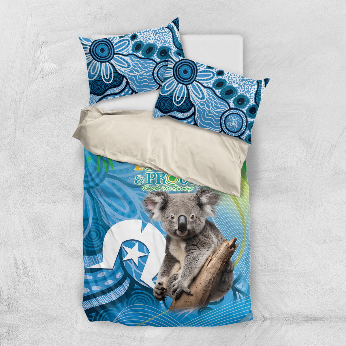 Vivid Minimal Koala NAIDOC 2024 Bedding Set Aboriginal Art Style - Vibe Hoodie Shop