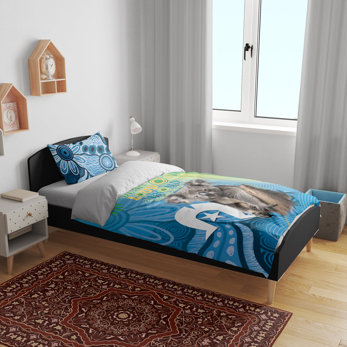 Vivid Minimal Koala NAIDOC 2024 Bedding Set Aboriginal Art Style - Vibe Hoodie Shop