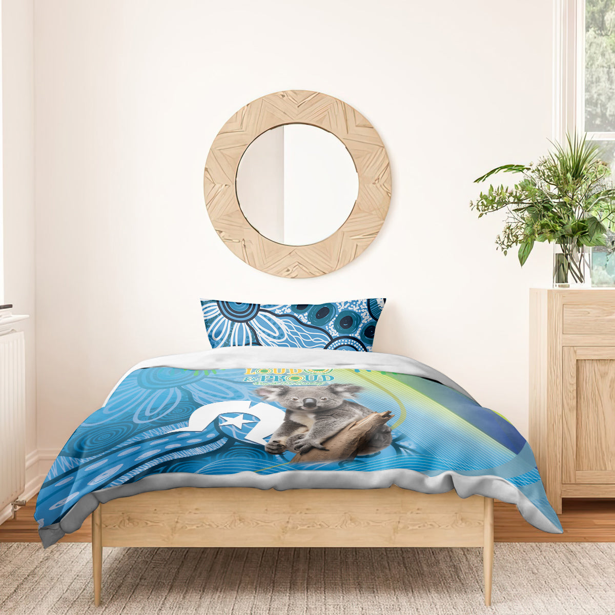 Vivid Minimal Koala NAIDOC 2024 Bedding Set Aboriginal Art Style - Vibe Hoodie Shop