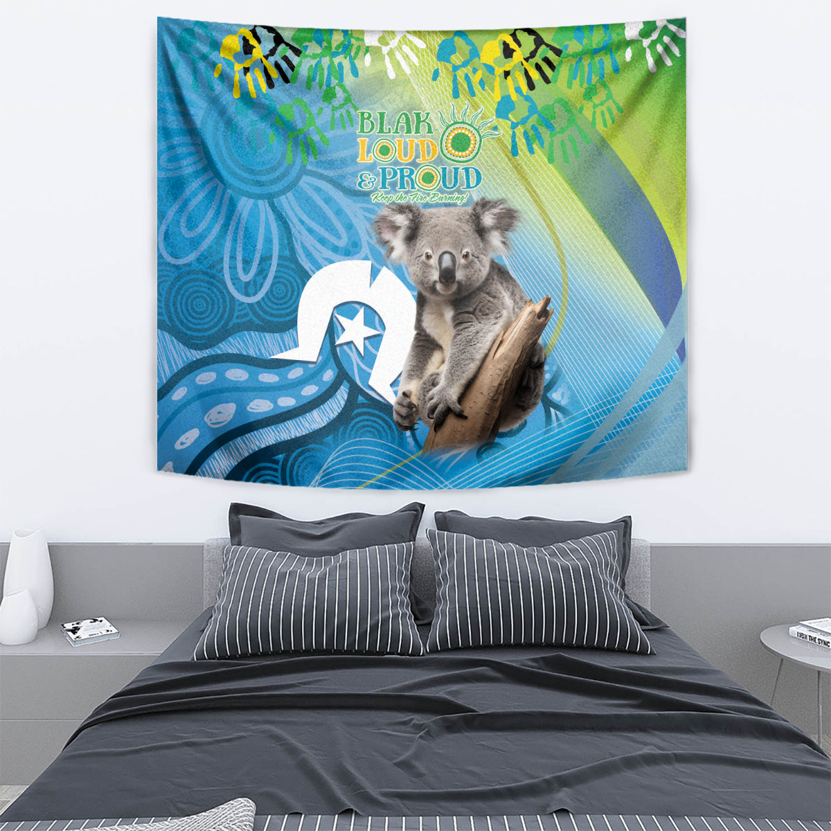 Vivid Minimal Koala NAIDOC 2024 Tapestry Aboriginal Art Style - Vibe Hoodie Shop