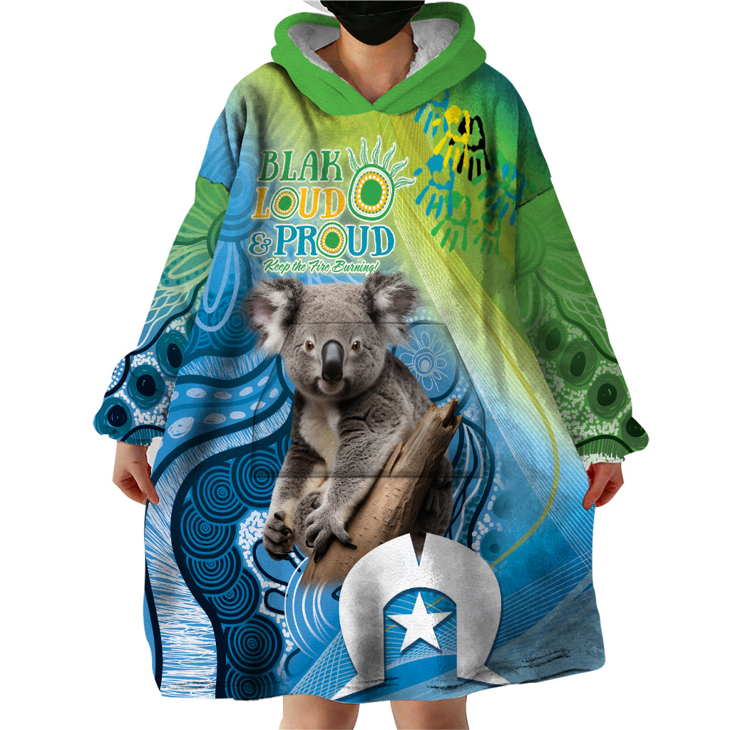 Vivid Minimal Koala NAIDOC 2024 Wearable Blanket Hoodie Aboriginal Art Style - Vibe Hoodie Shop