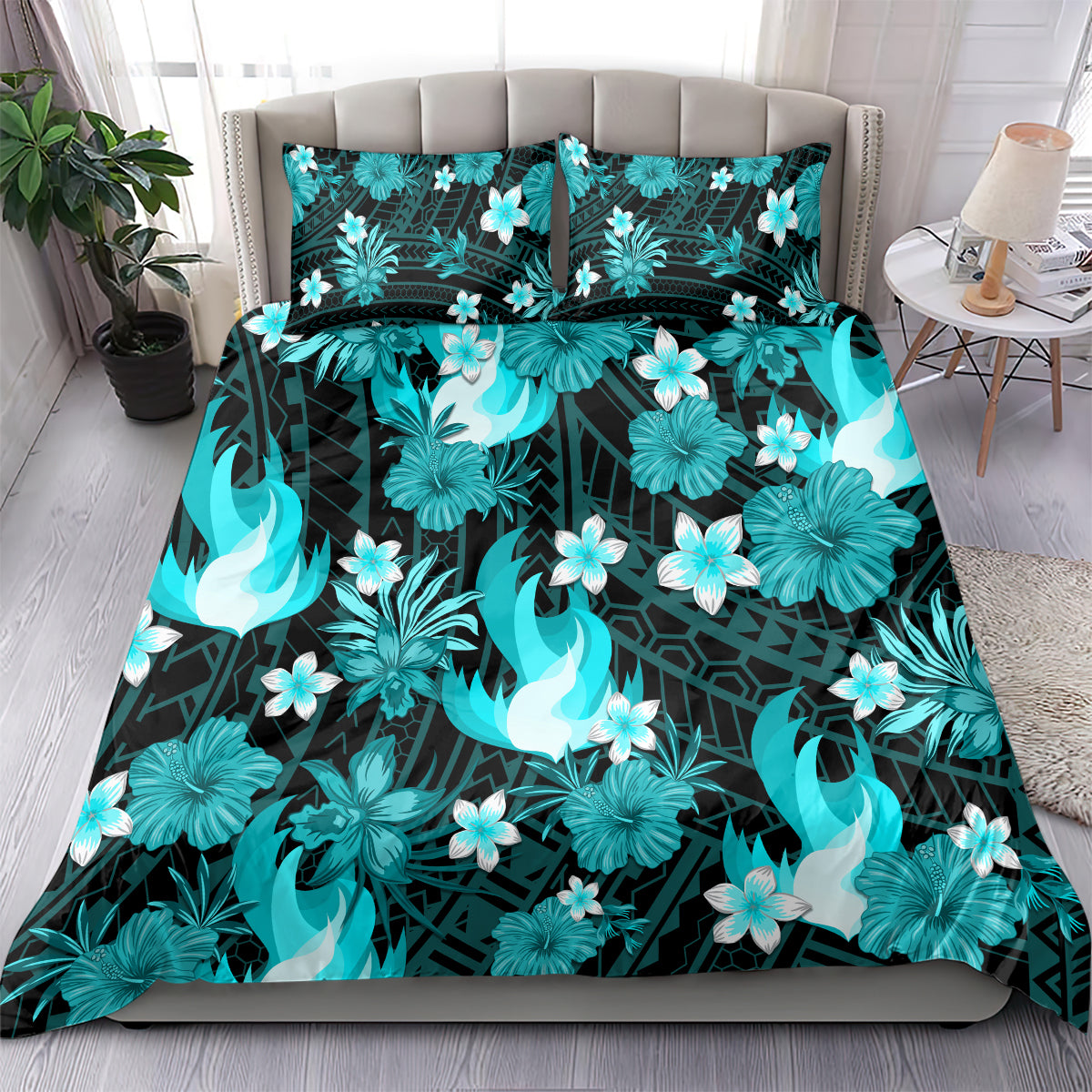 Australian Heat Cricket Bedding Set Baeuty Pacific Hibiscus and Polynesian Pattern - Vibe Hoodie Shop