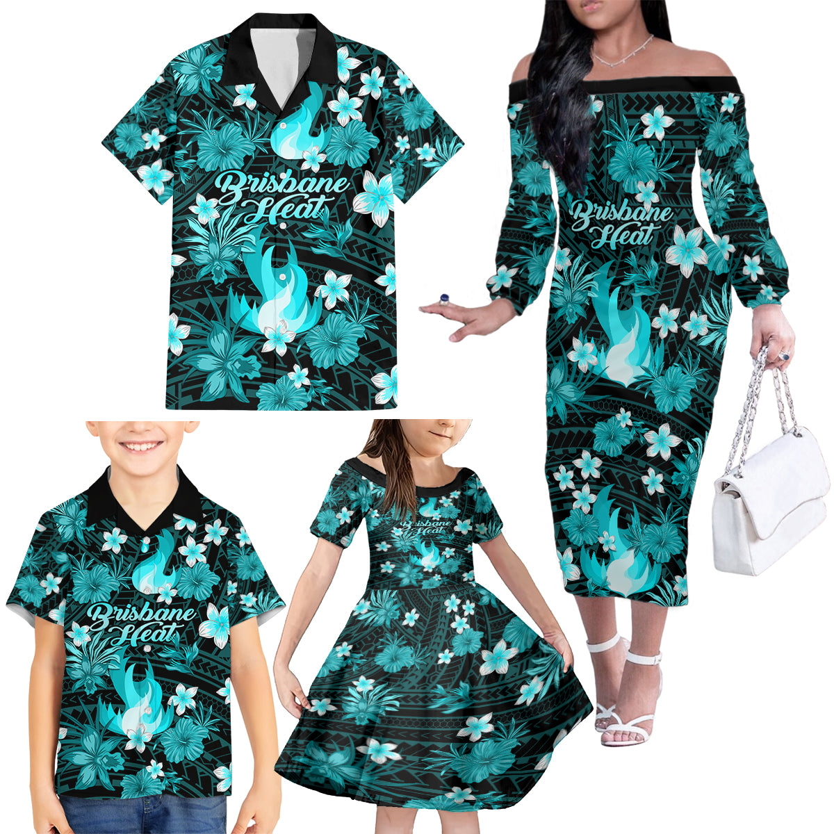 australian-heat-cricket-family-matching-off-shoulder-long-sleeve-dress-and-hawaiian-shirt-baeuty-pacific-hibiscus-and-polynesian-pattern