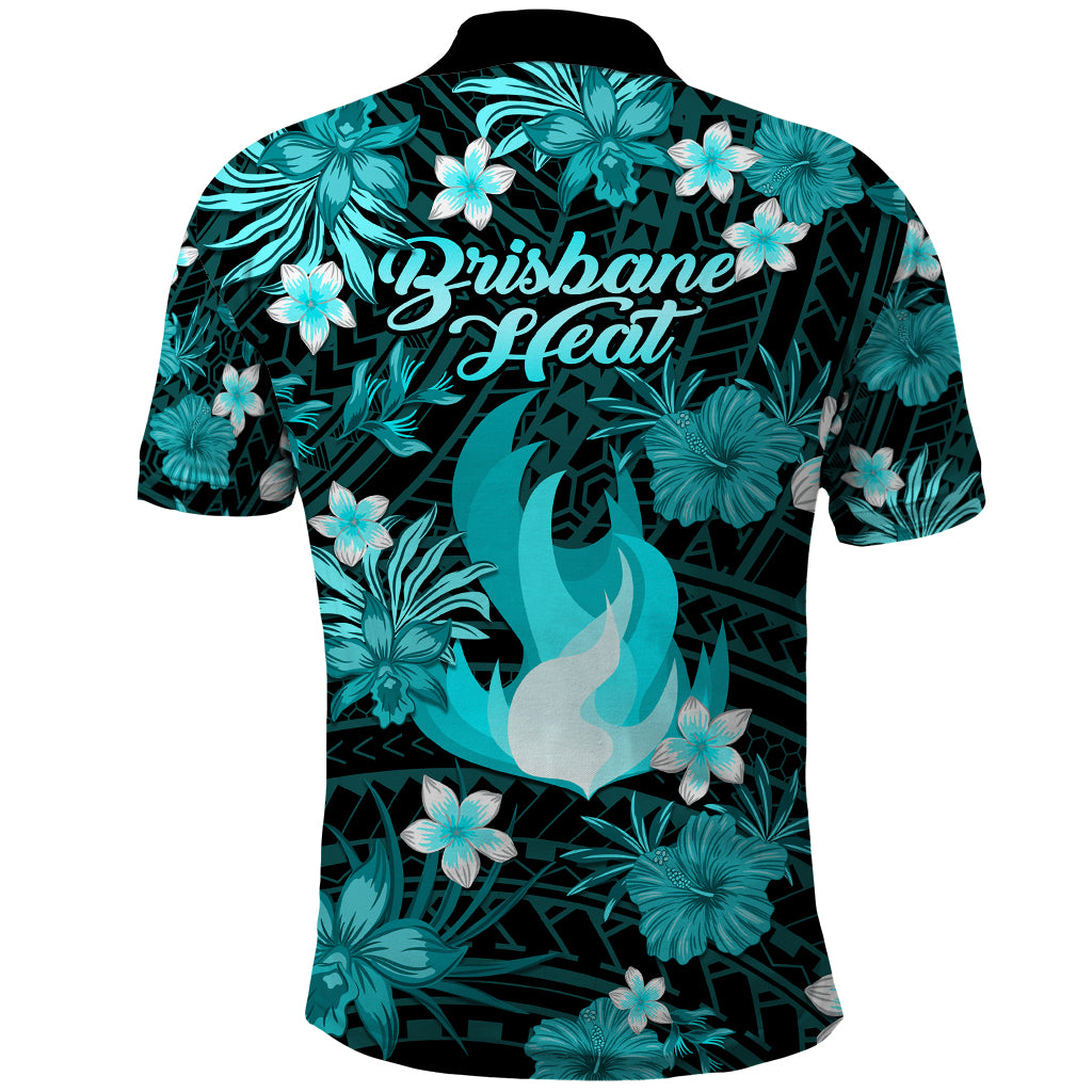 Australian Heat Cricket Polo Shirt Baeuty Pacific Hibiscus and Polynesian Pattern LT9 - Vibe Hoodie Shop