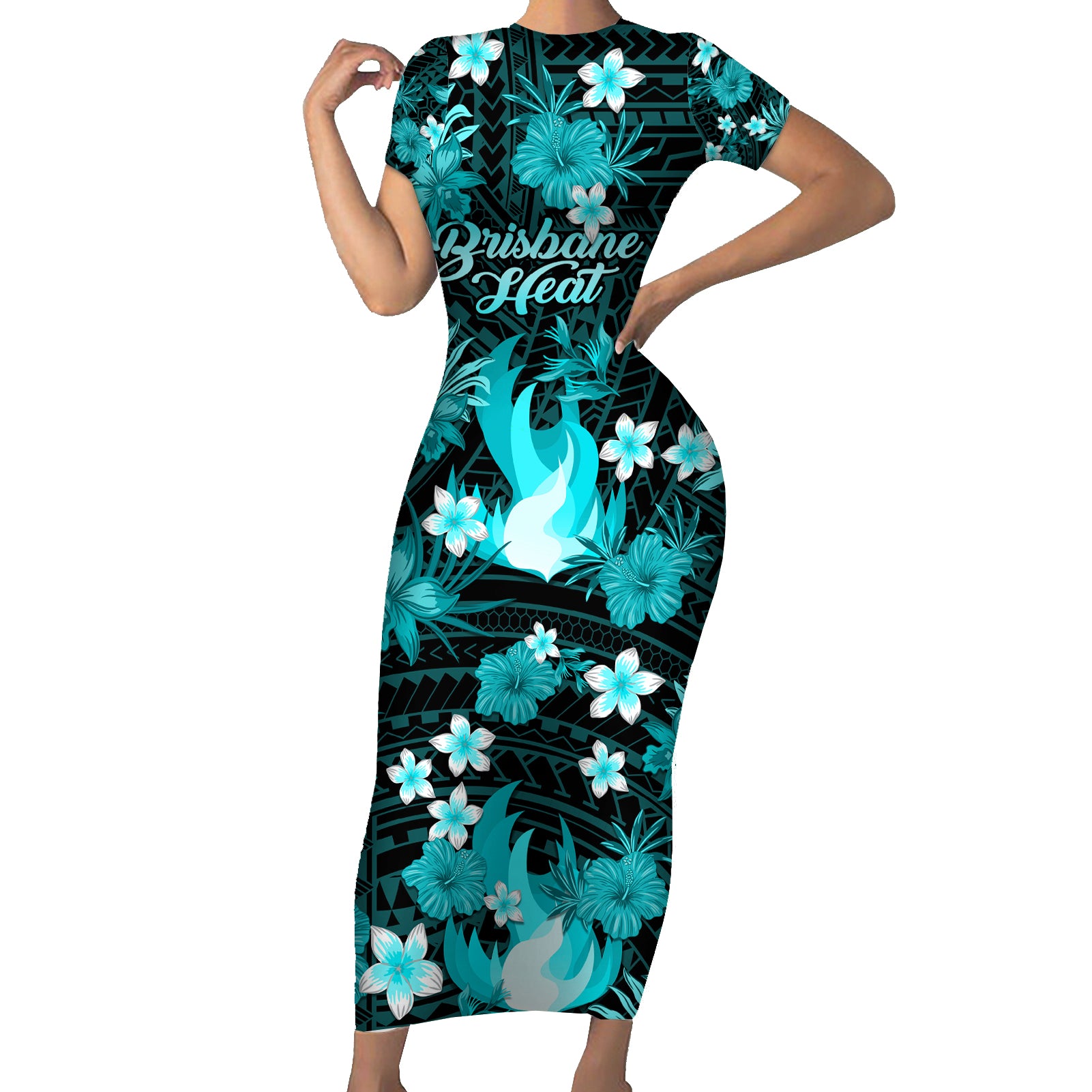 australian-heat-cricket-short-sleeve-bodycon-dress-baeuty-pacific-hibiscus-and-polynesian-pattern