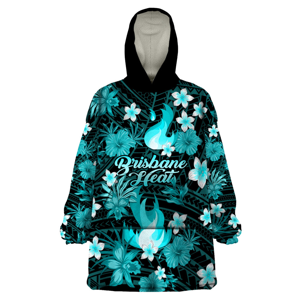 Australian Heat Cricket Wearable Blanket Hoodie Baeuty Pacific Hibiscus and Polynesian Pattern - Vibe Hoodie Shop